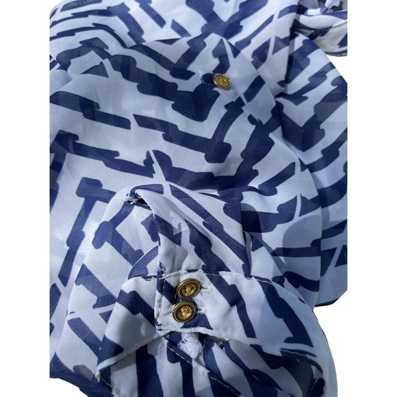 Wishful Park blue and white sheer pullover shirt size Small - Picture 5 of 10